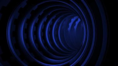 3D rengarenk dişli halkalar ve metalik ışıklandırma ile fütüristik bilim kurgu tünelinin kusursuz canlandırması