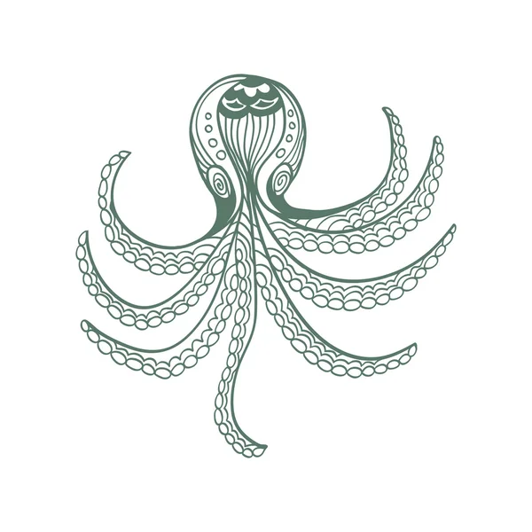 Pulpo incompleto en estilo de dibujos animados sobre un fondo blanco — Vector de stock