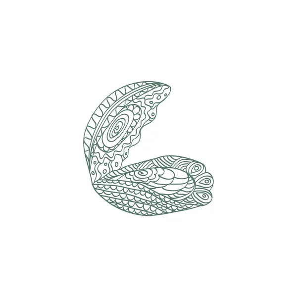 Vázlatos puhatestú kagyló és az osztrigát rajzfilm stílusban egy fehér b — Stock Vector
