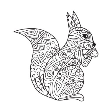 Zentangle the Baikal squirrel for adult anti stress Coloring Pag