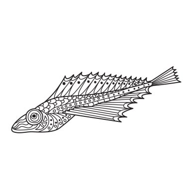 Zentangle the Baikal Oilfish Golomyanka for adult anti stress Co clipart