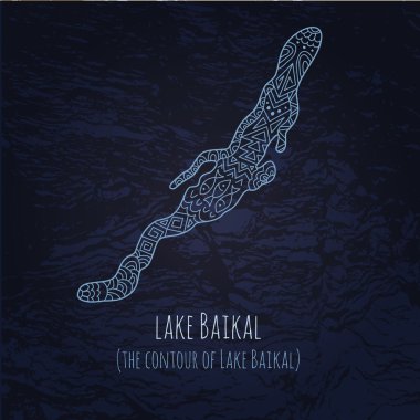 doodle tarzında göl Baykal illüstrasyon.