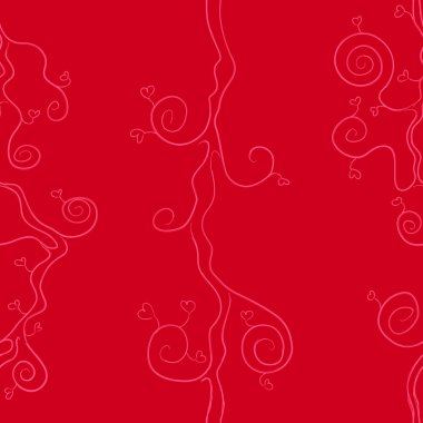 Vektör çiçek dikişsiz desen. Pembe kalpli dallar