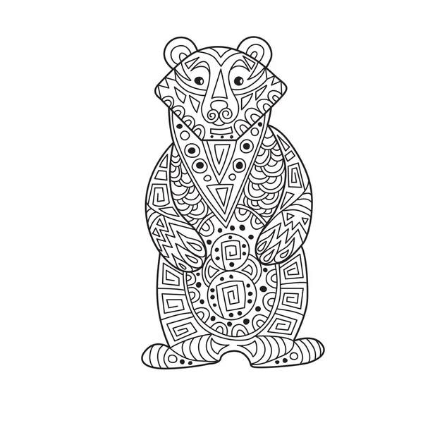 Zentangle the Baikal bear for adult anti stress Coloring Page fo