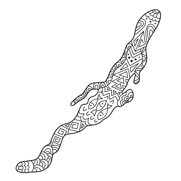 Zentangle the contour of Lake Baikal for adult anti stress Color — Διανυσματικό Αρχείο