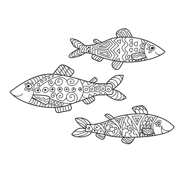 Zentangle the Baikal Omul for adult anti stress Coloring Page fo — 图库矢量图片