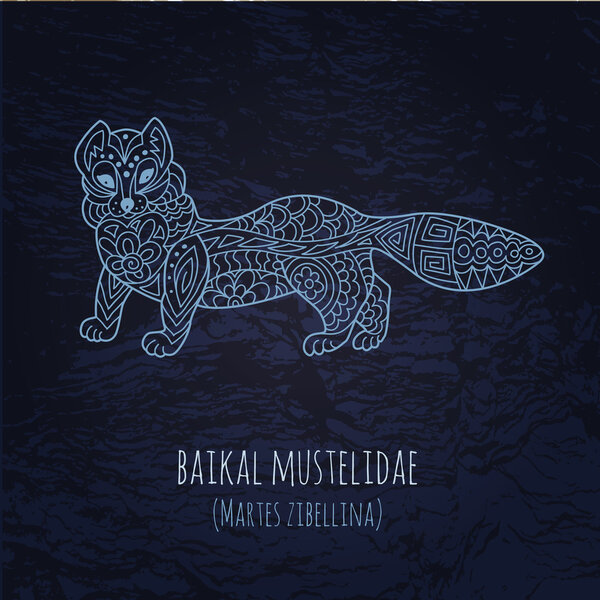 Иллюстрация Baal muhelidae в стиле doodle. Векторный монохром
