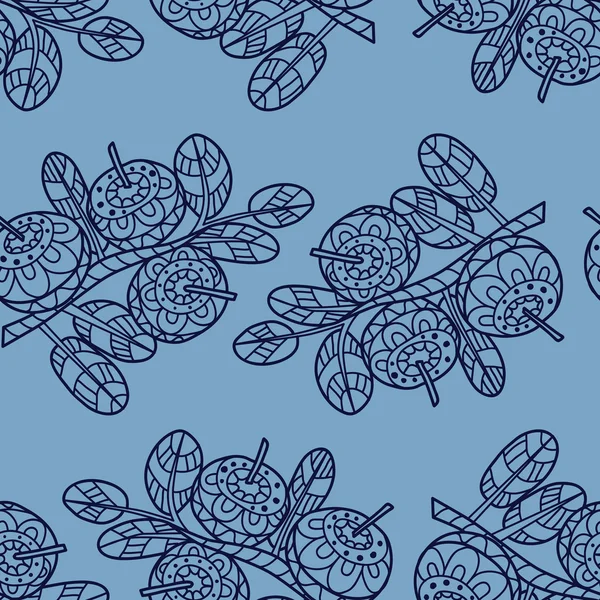 Texture élégante sans couture avec myrtilles doodled baïkal — Image vectorielle