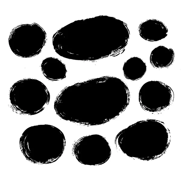 Set di 12 grunge nero astratto ellittico strutturato forme vettoriali . — Vettoriale Stock
