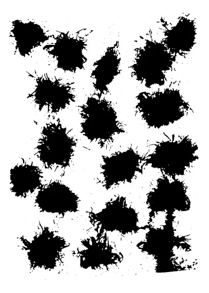 Set di 17 grunge nero astratto texture macchie forme vettoriali. Ve ne sono — Vettoriale Stock