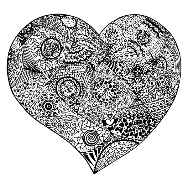 Запутанное сердце для взрослых антистрессовая раскраска для искусства — стоковый вектор