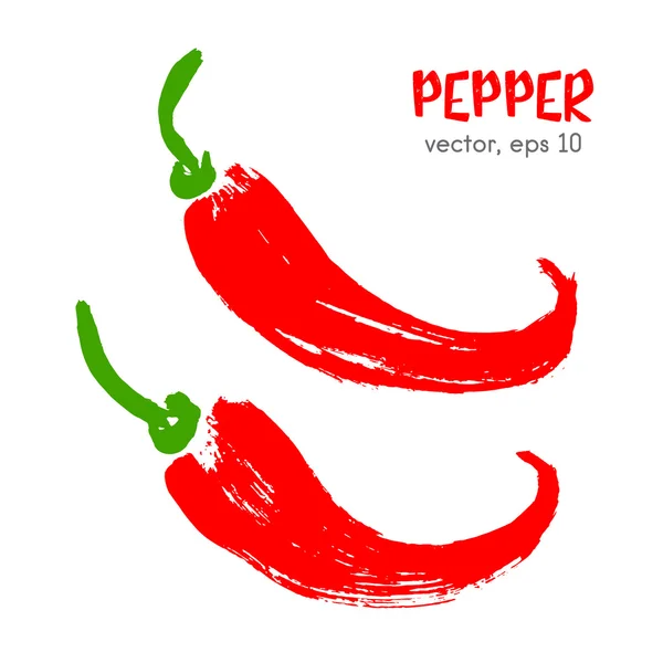 Sketched vegetable illustration of pepper. Tangan digambar sikat makanan - Stok Vektor