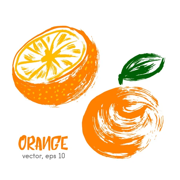 Skizzierte Fruchtillustration von Orange. Hand gezeichnet Pinsel Essen ing — Stockvektor