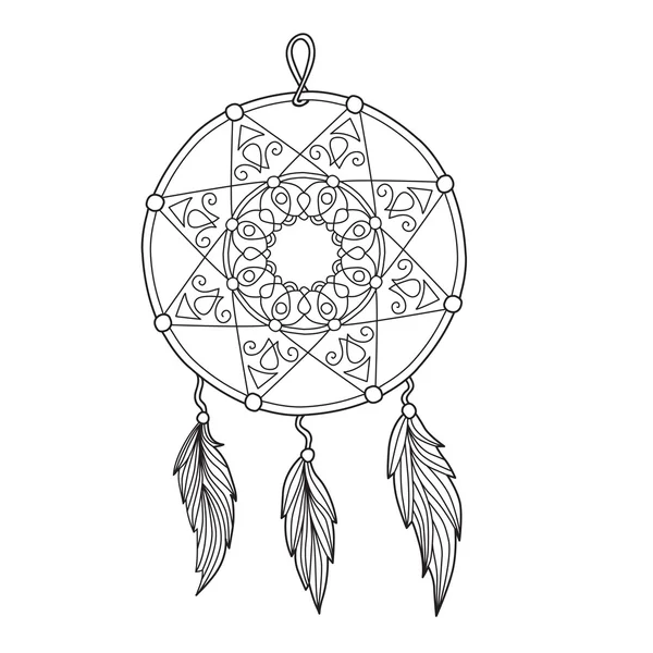 Zentangle dreamcatcher with feathers for adult anti stress Color Royalty Free Stock Illustrations