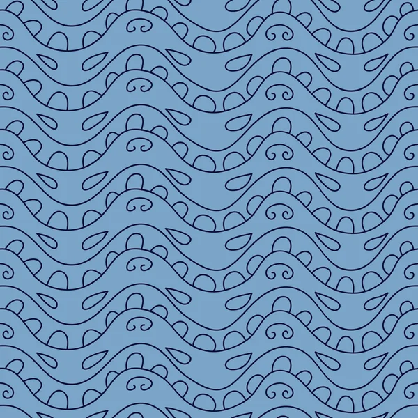 Texture élégante sans couture avec ondulation Baikal gribouillée en bleu — Image vectorielle