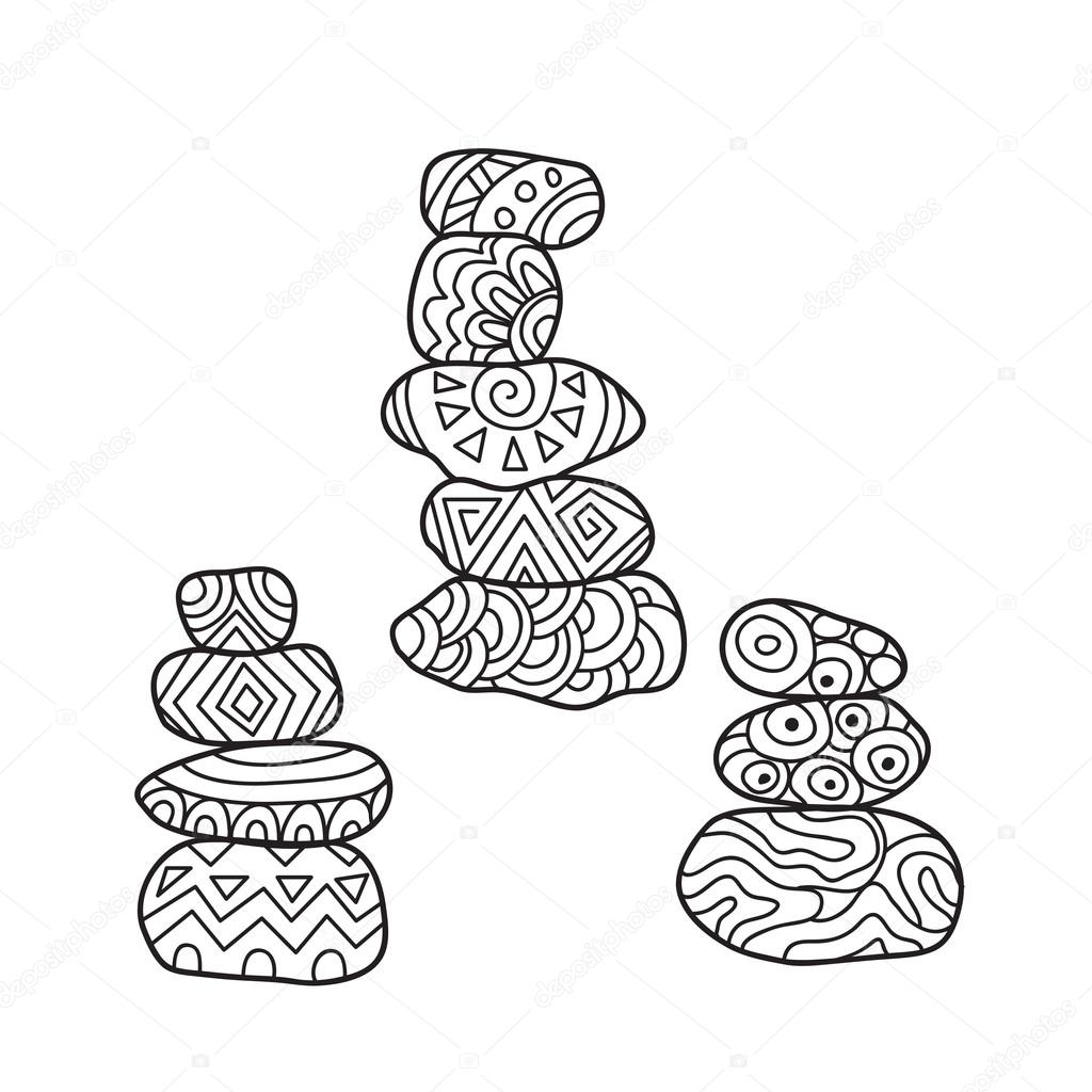 Zentangle the Baikal cairns for adult anti stress Coloring Page