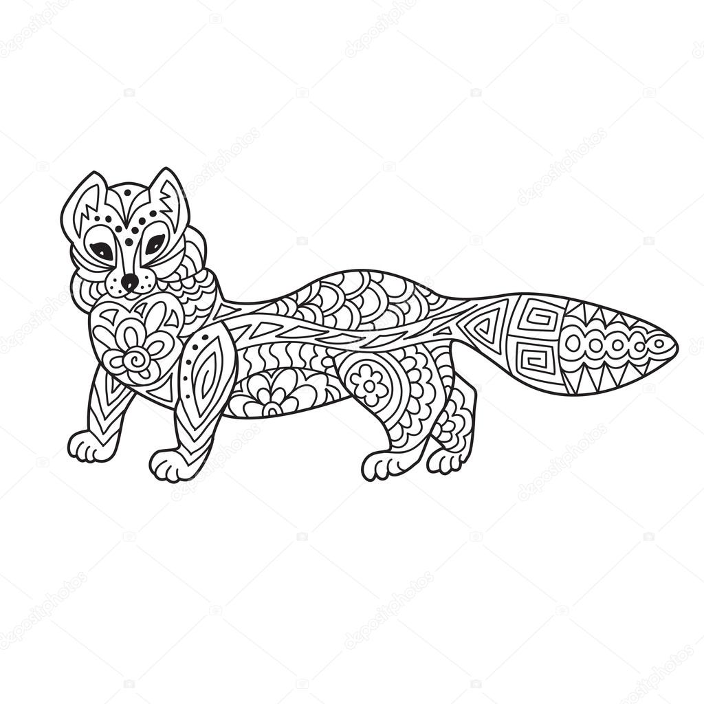 Zentangle the Baikal mustelidae for adult anti stress Coloring P