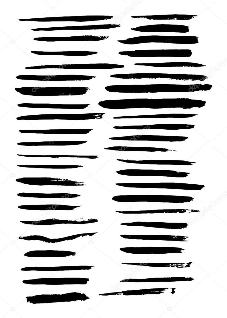 Vector large set of 45 different grunge hand paint brush strokes