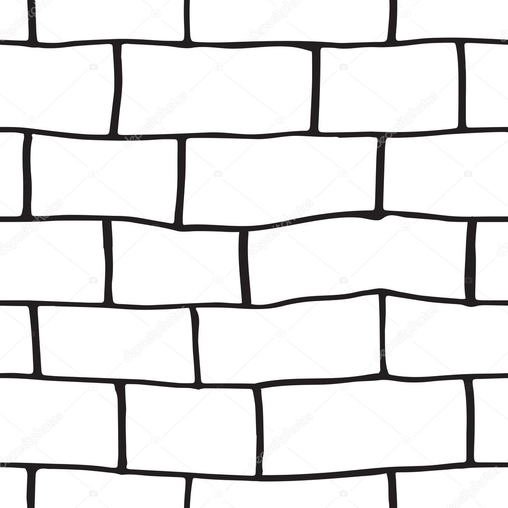 Seamless pattern with hand-drawn sketch bricks. Bacground vector