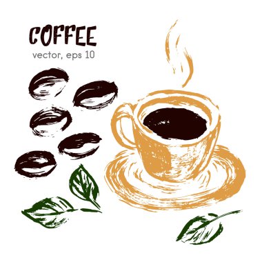 Kahve çekirdeği kabataslak Illustration. Çizilen fırça yemek ing el