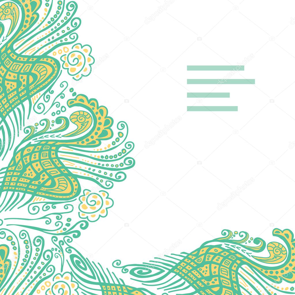 Vector abstract invitation card with green abstract wave.