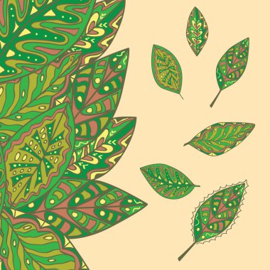yaprak desen yeşil tonlarında
