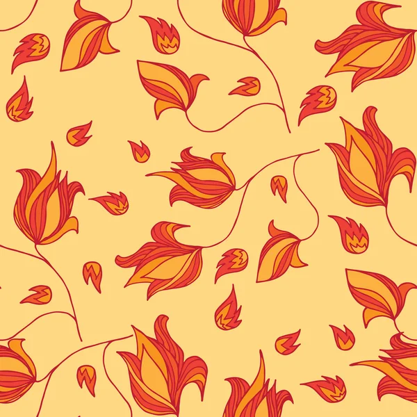 Fleurs de feu Modèle sans couture — Image vectorielle