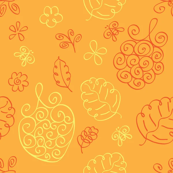 Varrat nélküli doodles virágos bogyó mintás — Stock Vector