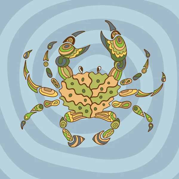 Crabe esquissé dans le style de dessin animé — Image vectorielle