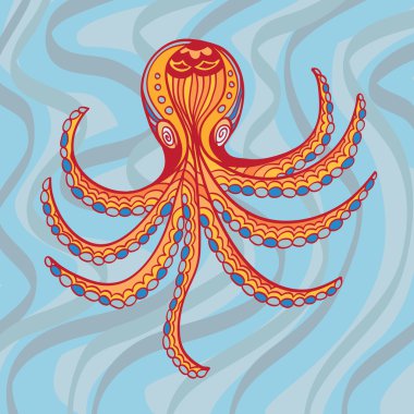 yarım yamalak ahtapot çizgi film tarzı