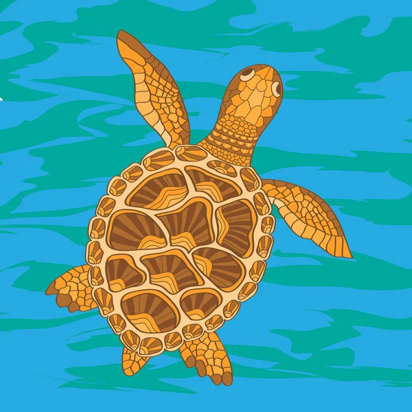 Tortuga marina incompleta en estilo de dibujos animados — Vector de stock