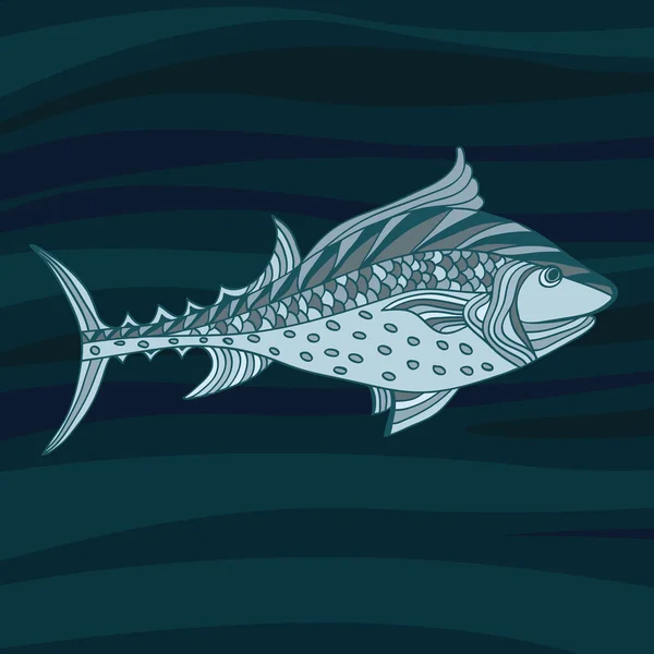 Atún pescado incompleto en estilo de dibujos animados — Vector de stock