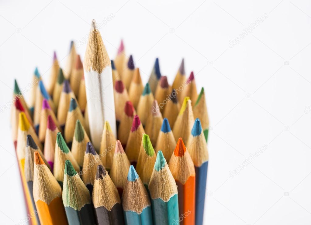 Pencils with one white on top