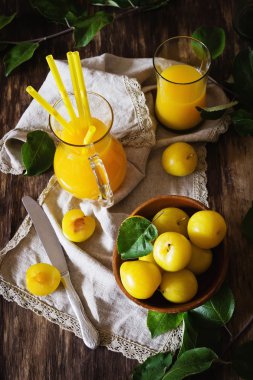 Sarı erik suyu cam sürahi