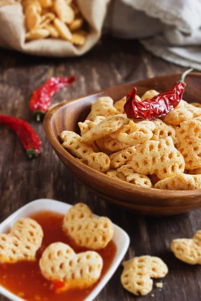 Spicy appetizer in the shape of a hearts — Stock Photo, Image