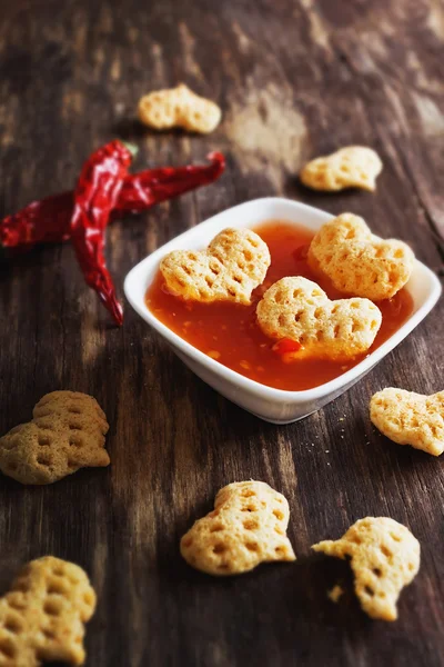 Spicy snacks  in the form of hearts