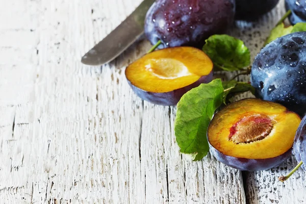 Crop of ripe plums — Stock Photo, Image