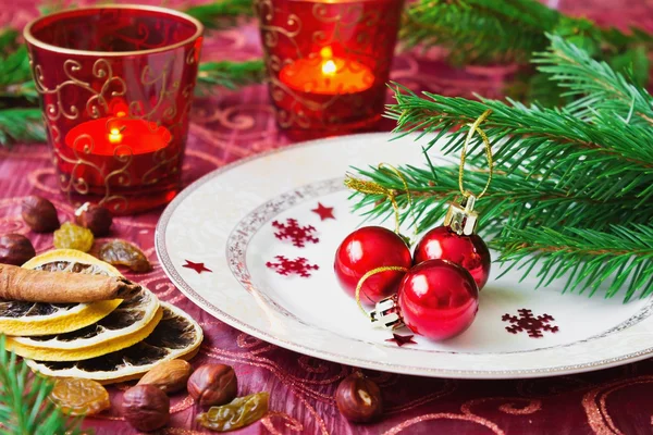 Petites boules de Noël rouges — Photo