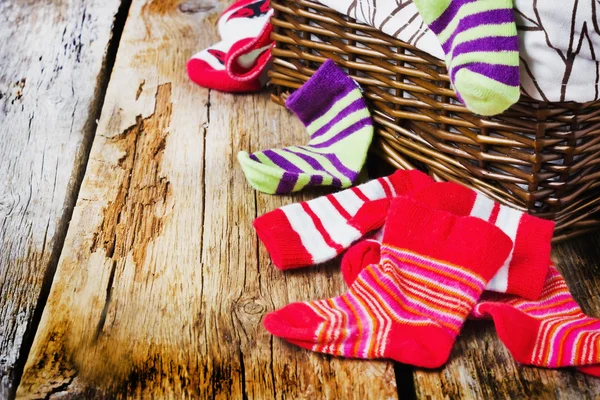 Scattered children's striped socks — Stock Photo, Image