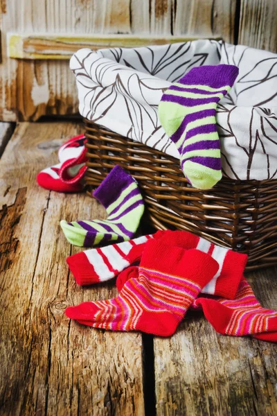 Scattered children's striped socks — Stock Photo, Image