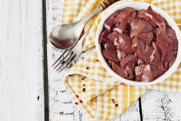 Pork liver in a bowl — Stock Photo, Image