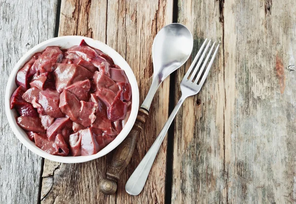 Pork liver in a bowl — Stock Photo, Image