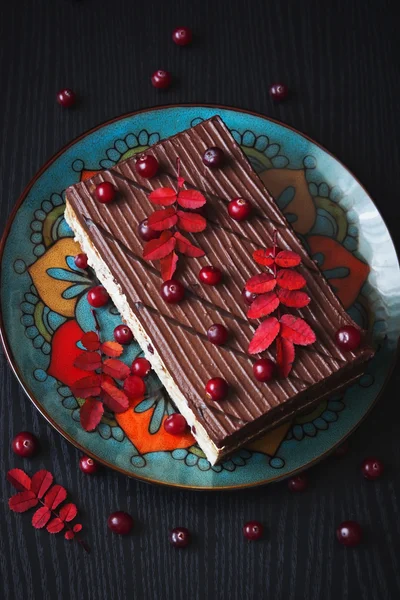 Chocolate cake with berries. — Stock Photo, Image