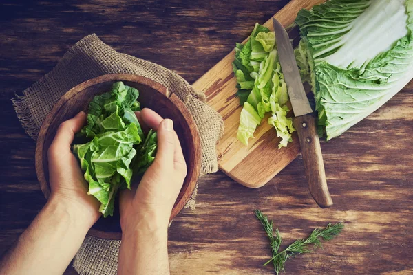 Kochen Salat Chinakohl — Stockfoto