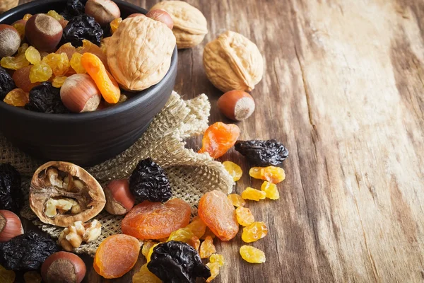 Various dried fruits and nuts — Stock Photo, Image