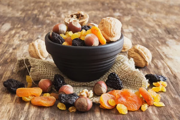 Various dried fruits and nuts — Stock Photo, Image