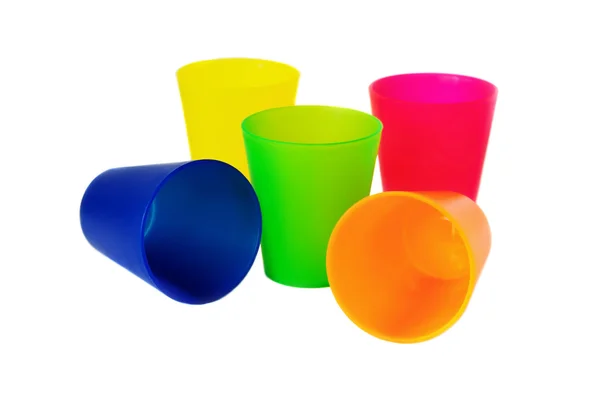 Kleurrijke plastic bekers van limonade — Stockfoto