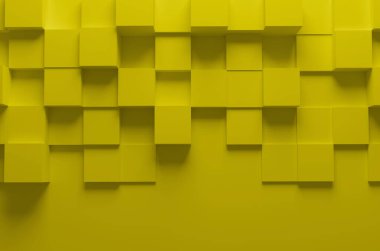 Illuminating color, the color of 2021 year, Flat lay abstract  business background with squares and cubes, neutral image with shadow for technology illustrations