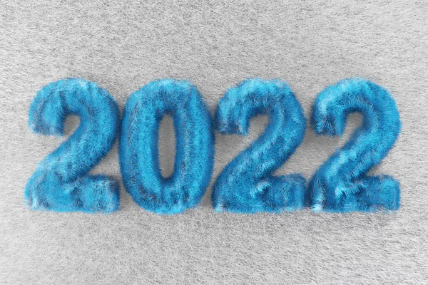 Texte Bleu Moelleux 2022 Sur Fond Clair Inscription Cyan Ans — Photo