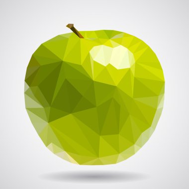 Üç taraflı kur çevrimi gri bir arka plan üzerinde tarzı yeşil elma.